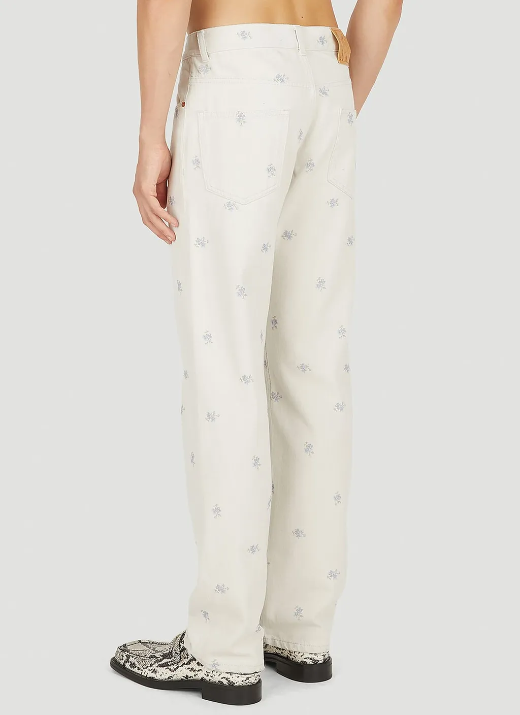 Martine Rose Monogram-Printed Straight-Leg Washed Jeans