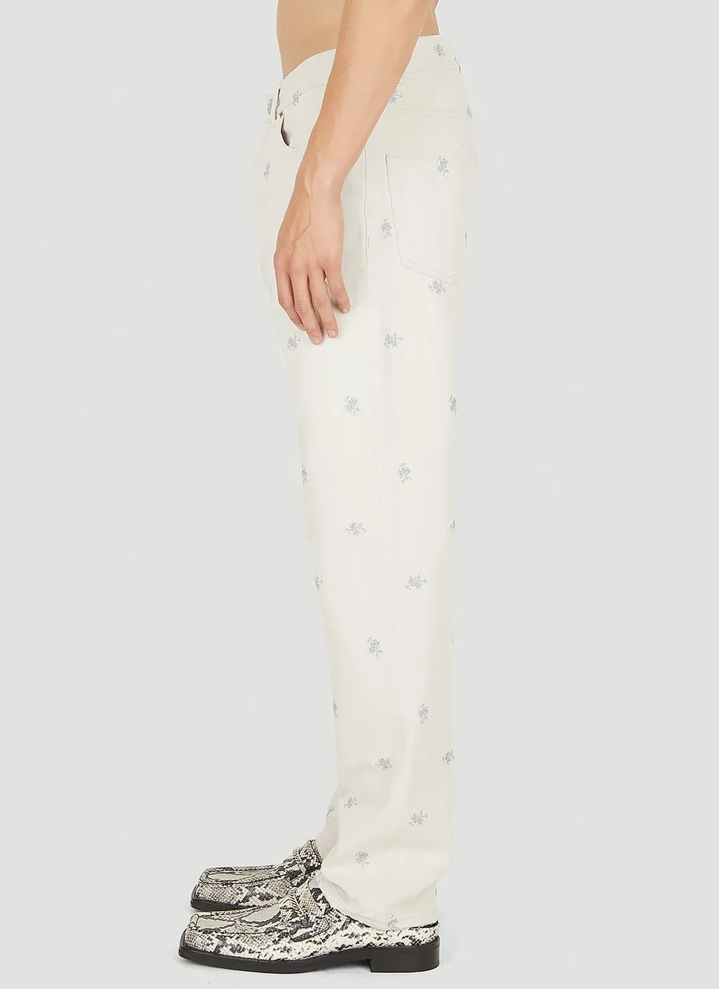 Martine Rose Monogram-Printed Straight-Leg Washed Jeans
