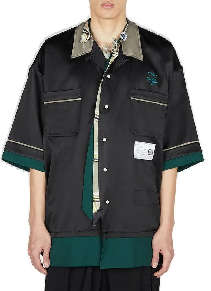 Maison Mihara Yasuhiro Logo-Patch Short-Sleeved Bowling Shirt