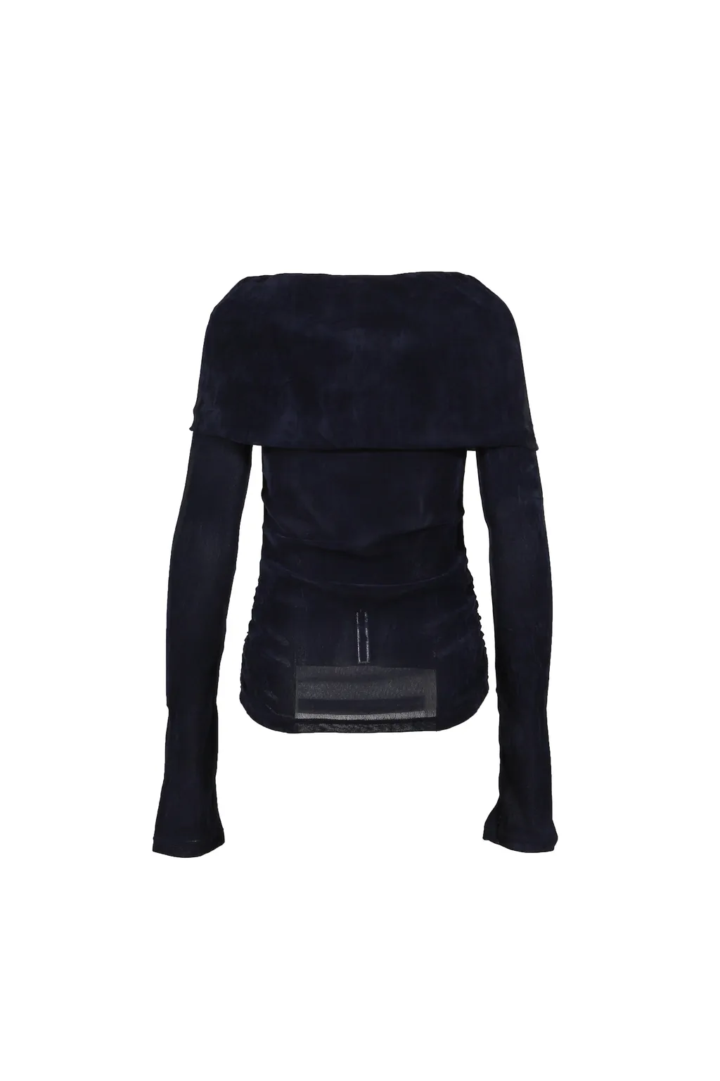 Faux Suede Mesh Wings Off-Shoulder T-Shirt / Nvy Blu