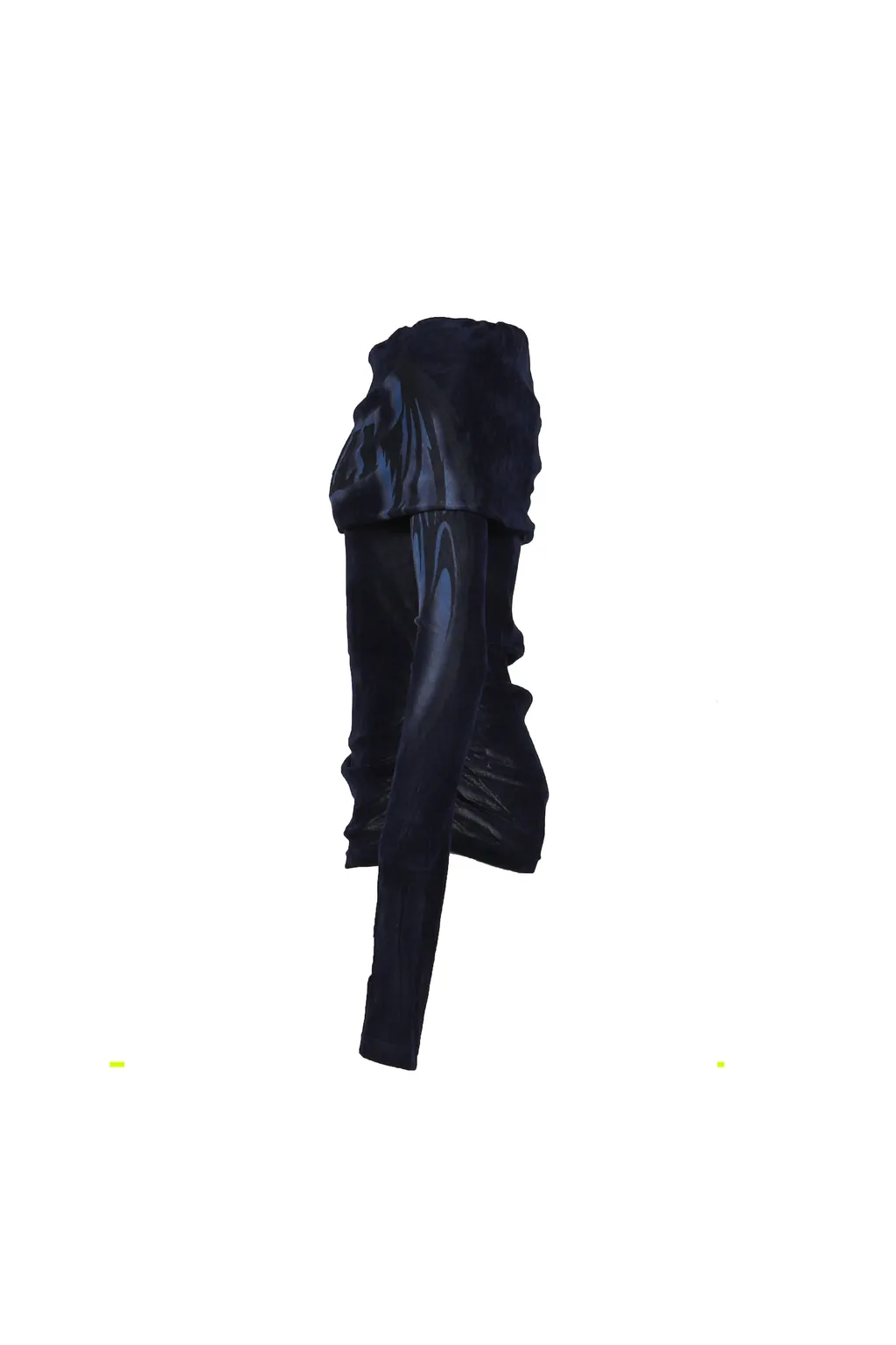 Faux Suede Mesh Wings Off-Shoulder T-Shirt / Nvy Blu