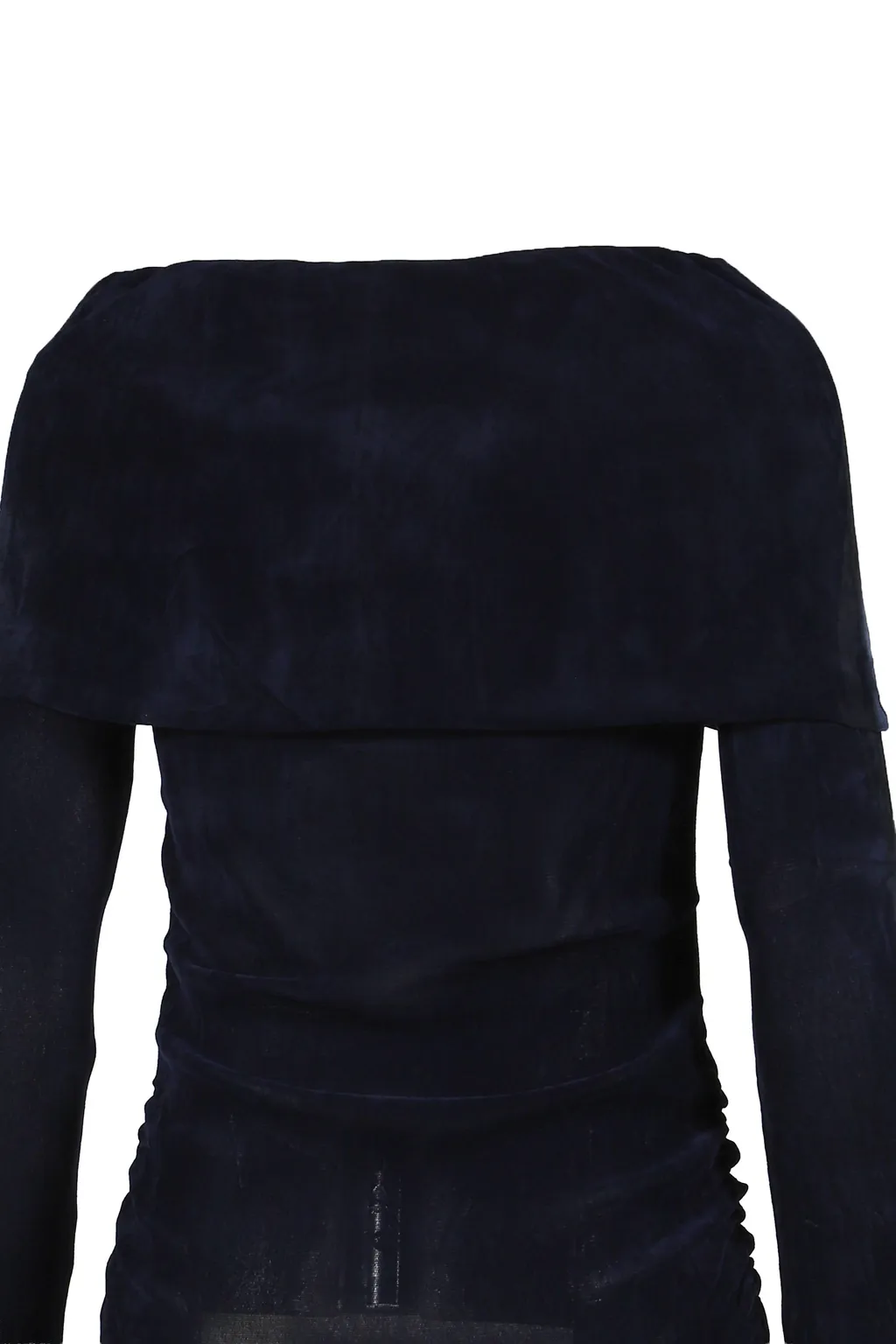 Faux Suede Mesh Wings Off-Shoulder T-Shirt / Nvy Blu