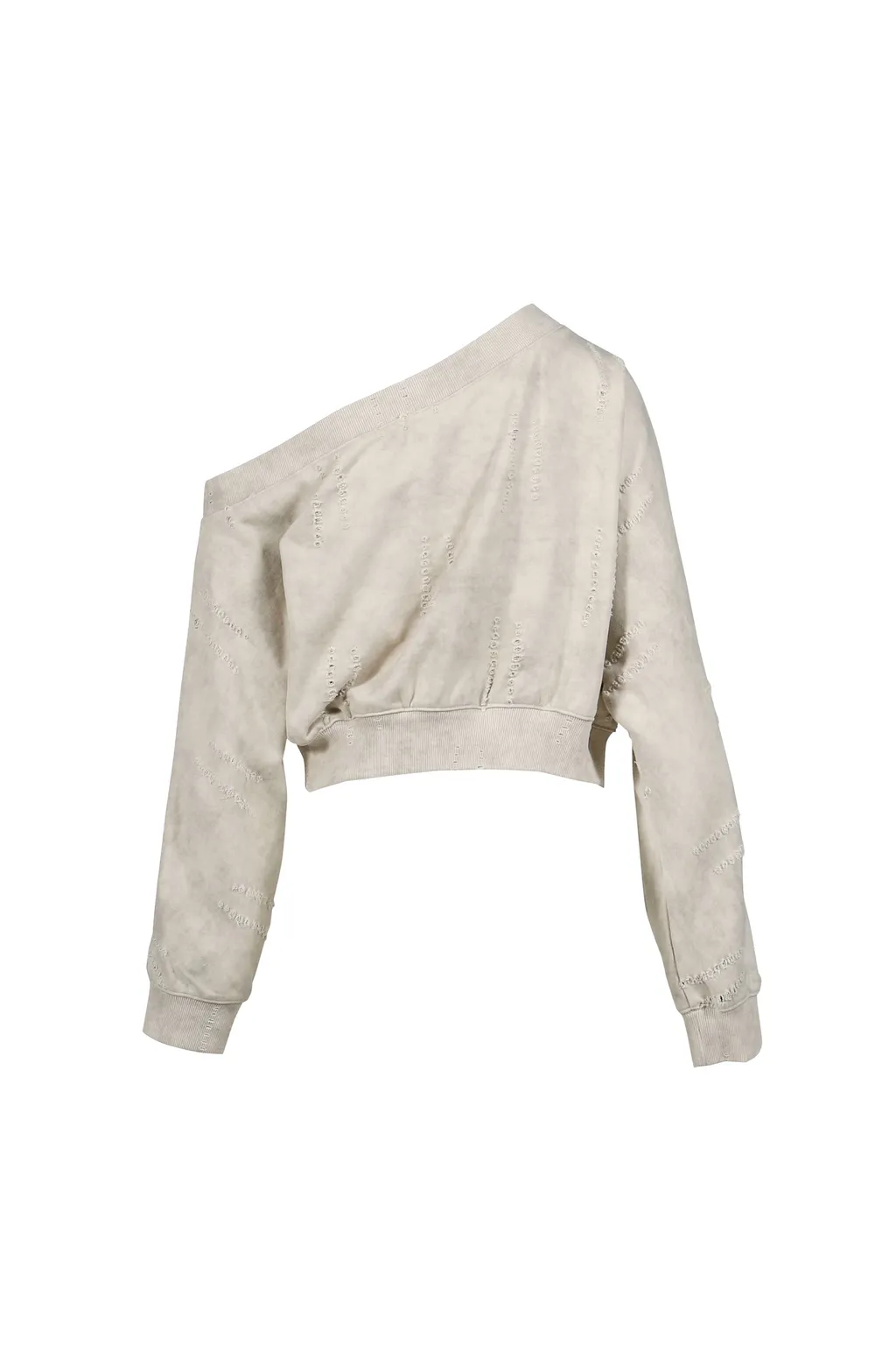 Distressed Off-Shoulder Sweatshirt / Bei