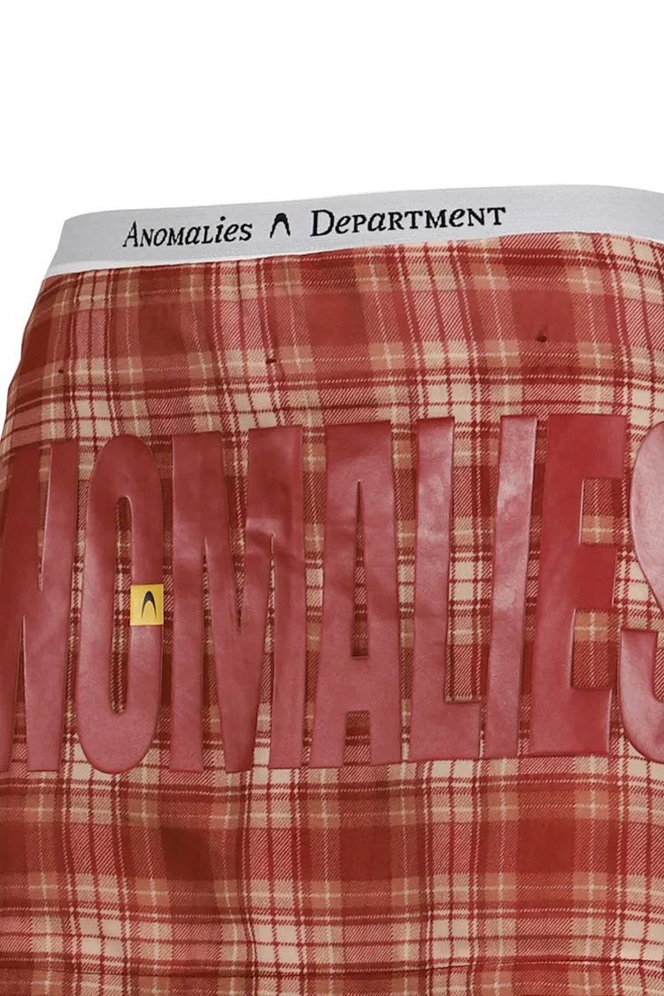 Plaid Fake Two-Piece Printed Short Skirt / Red