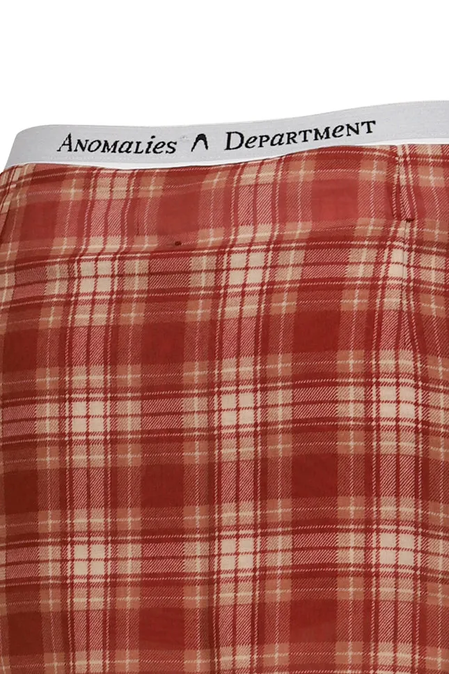 Plaid Fake Two-Piece Printed Short Skirt / Red