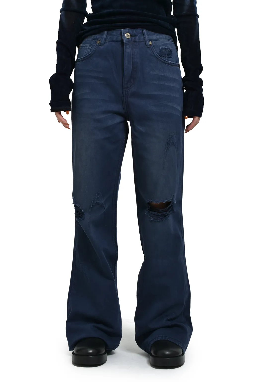 Ddistorted Logo Night Sky Blue Denim Jeans / Blu