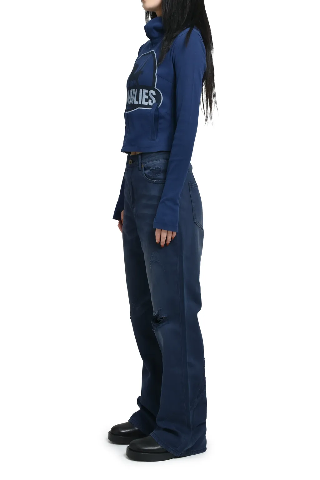 Ddistorted Logo Night Sky Blue Denim Jeans / Blu