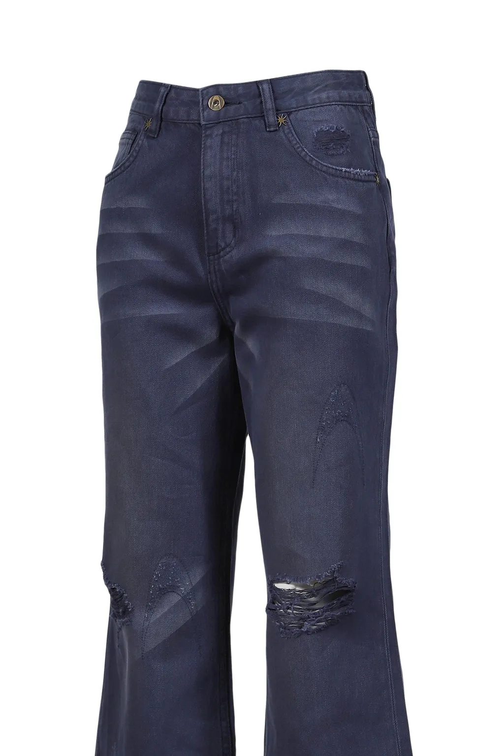 Ddistorted Logo Night Sky Blue Denim Jeans / Blu