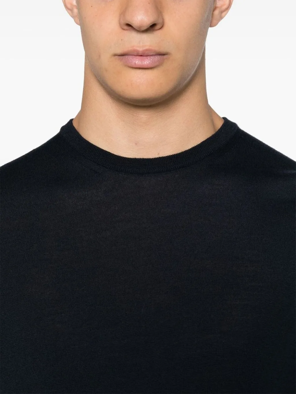 Malo Ribbed Trim Virgin Wool Sweater