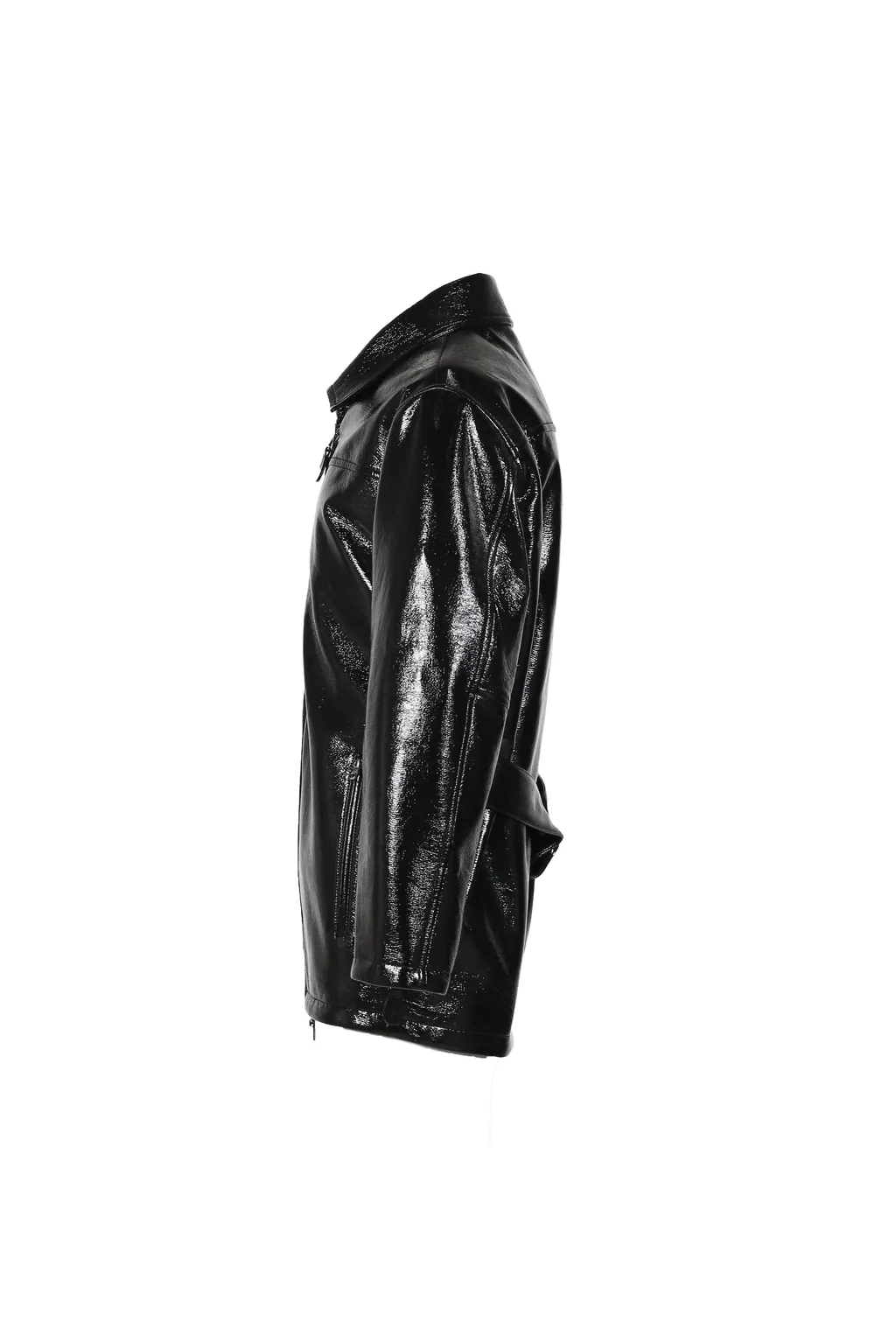 Zipped Vinyl Maxi Bomber Jacket / Blk