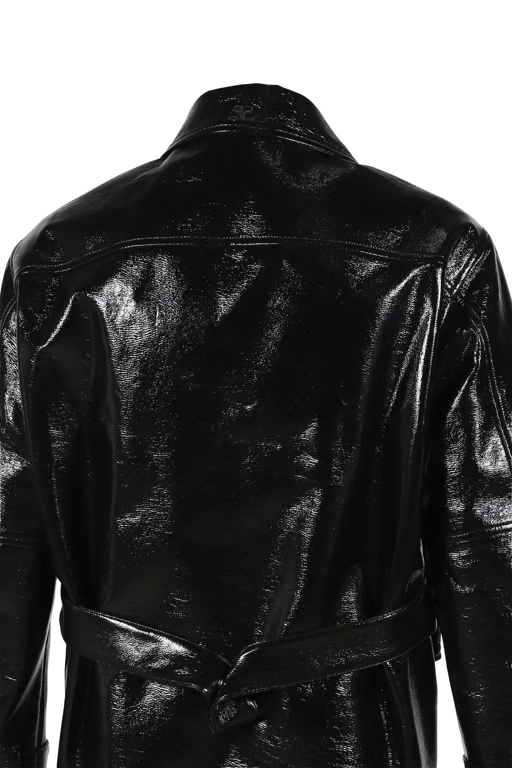 Zipped Vinyl Maxi Bomber Jacket / Blk