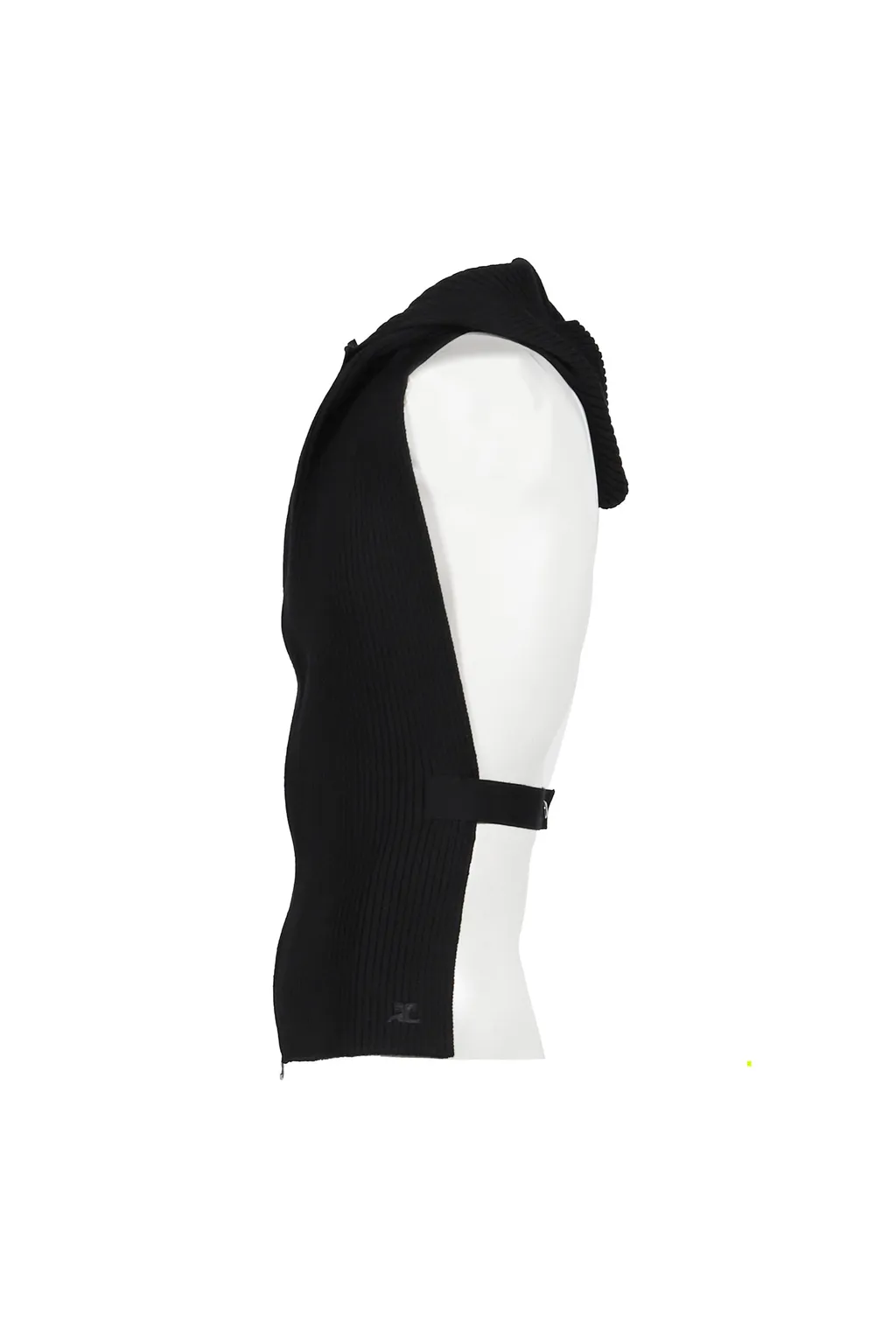Sleeveless Zipped Wool Cardigan / Blk