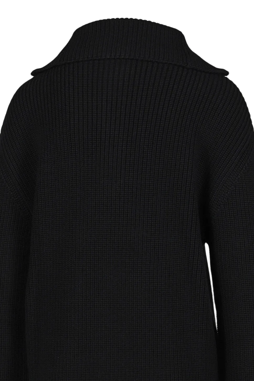 Ribbed Wool Trucker Sweater / Blk