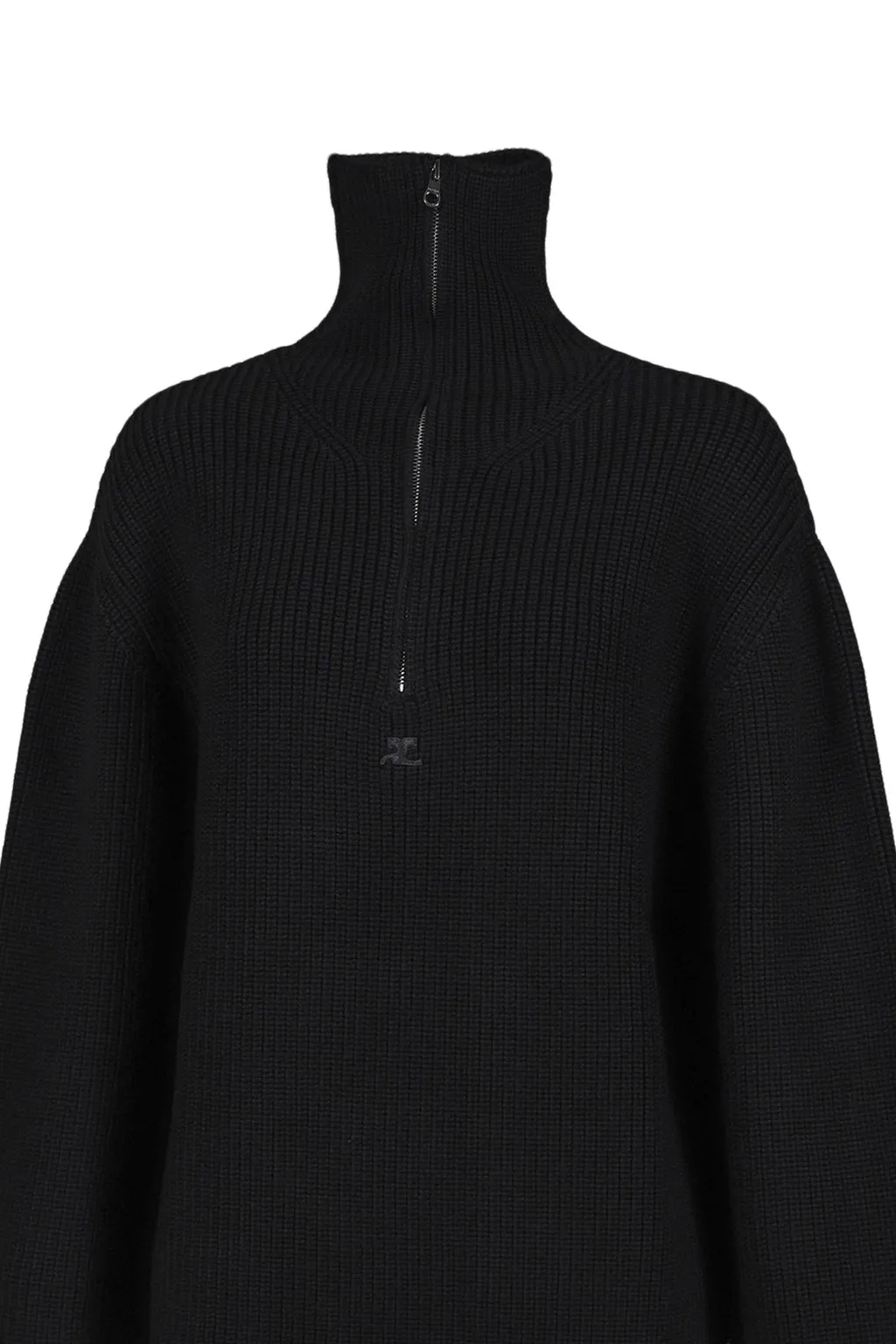 Ribbed Wool Trucker Sweater / Blk