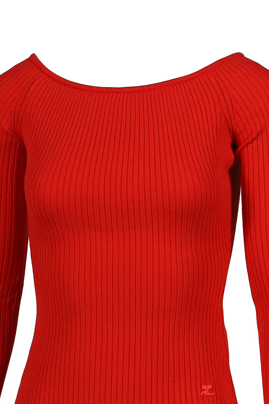 Off Shoulder Rib Knit Top / Poppy