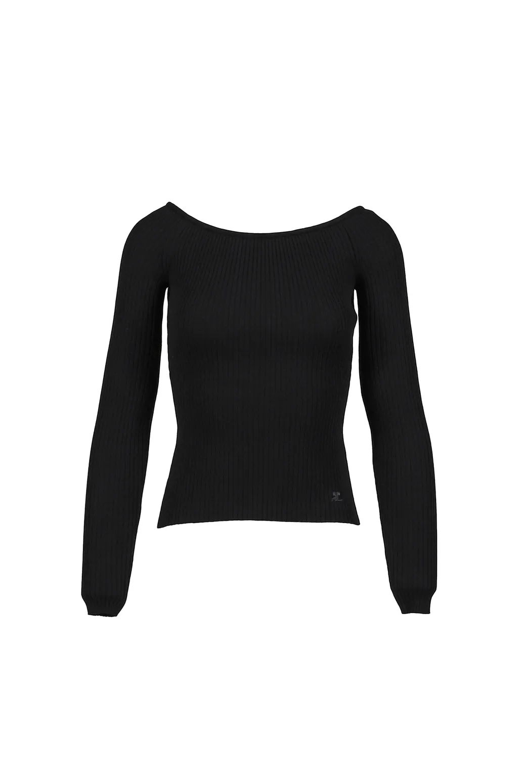 Off Shoulder Rib Knit Top / Blk