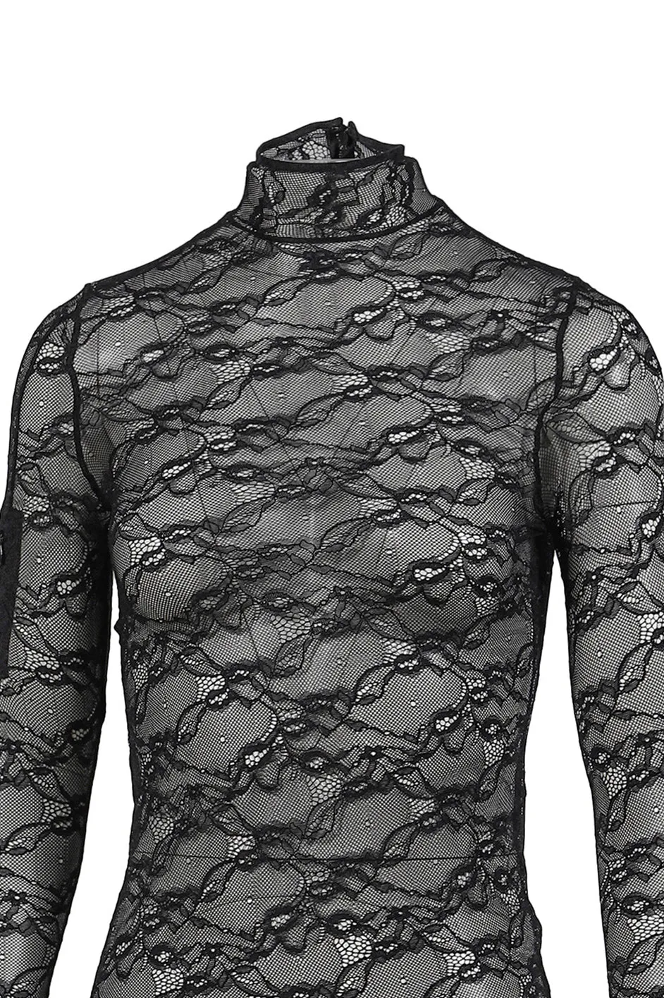 Lace Mock Neck Top / Black