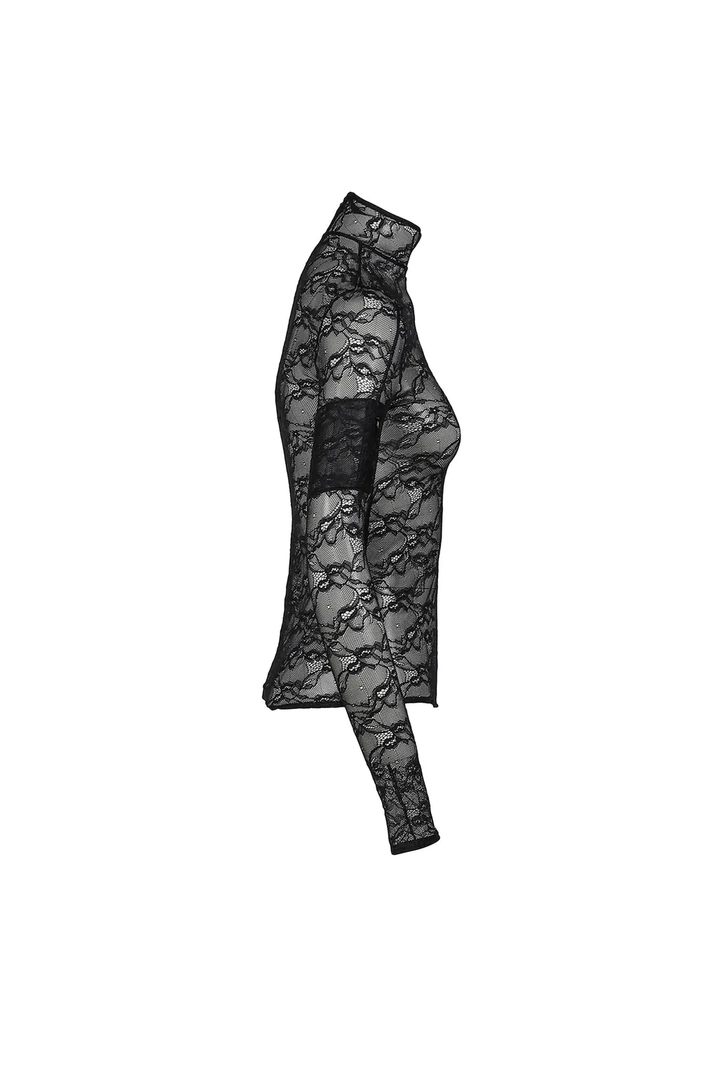 Lace Mock Neck Top / Black