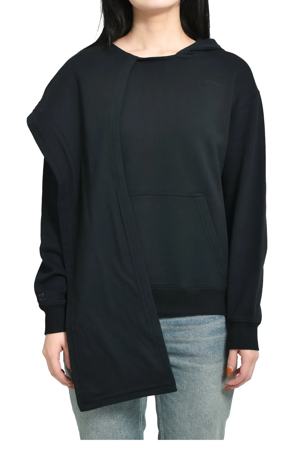 Scarf Embroidered Hoodie / Blk