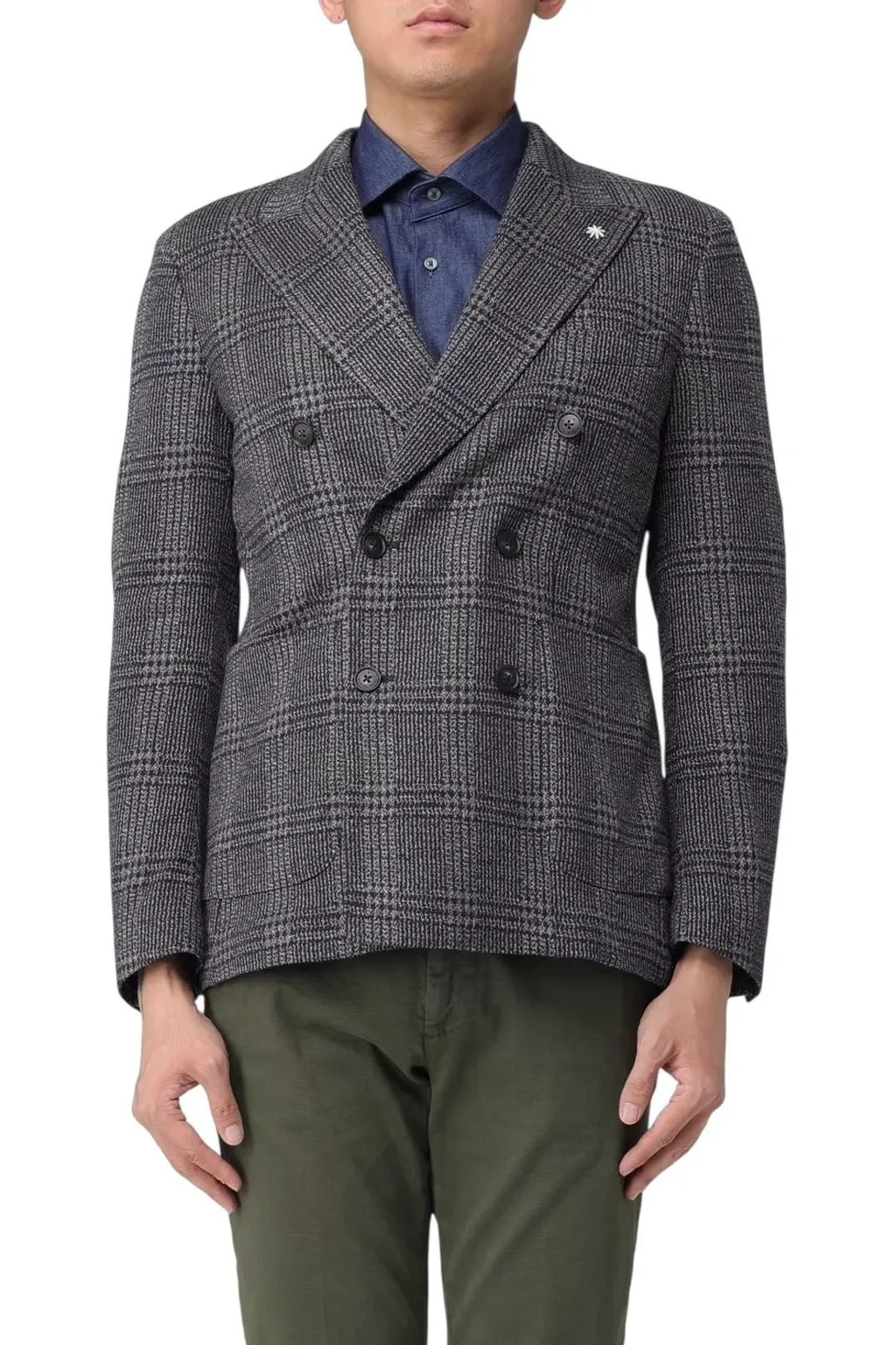 Manuel Ritz Double Breasted Overcheck Blazer