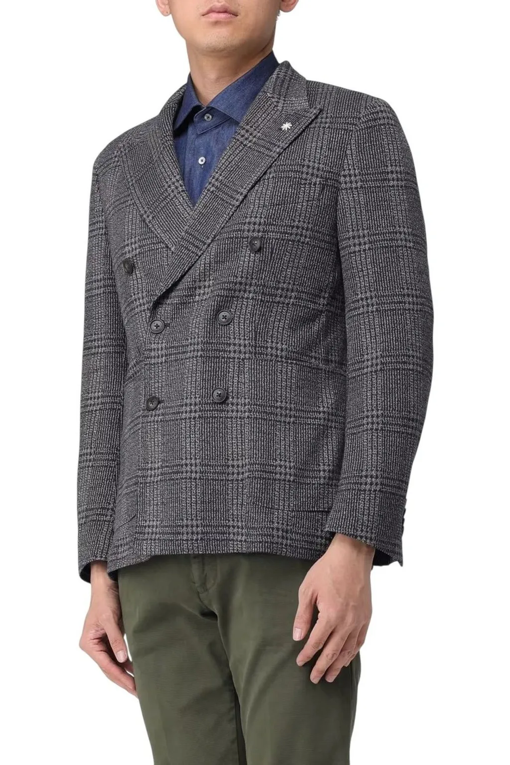 Manuel Ritz Double Breasted Overcheck Blazer