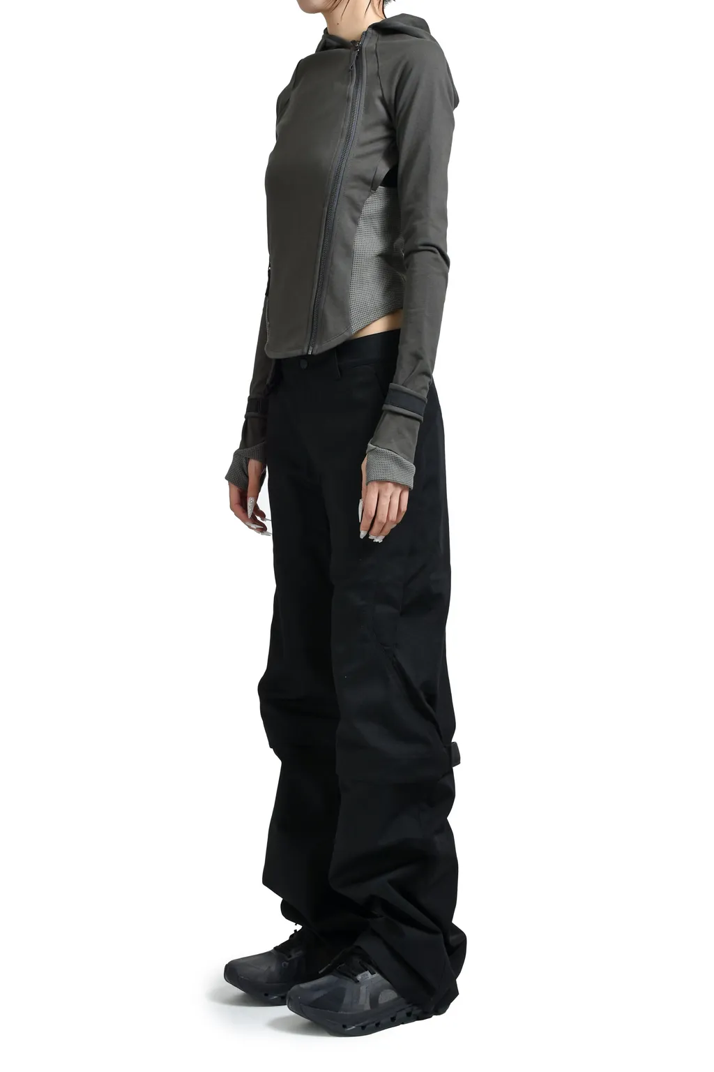 Hooded Asymmetric Zip Top / Dark Gry