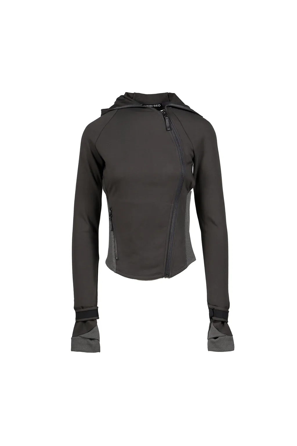 Hooded Asymmetric Zip Top / Dark Gry