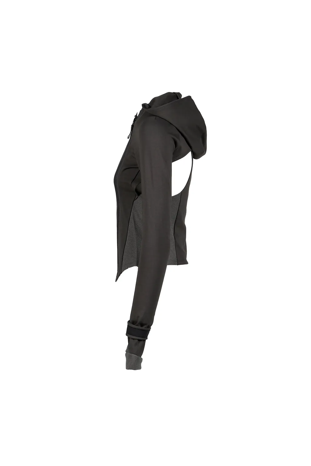 Hooded Asymmetric Zip Top / Dark Gry