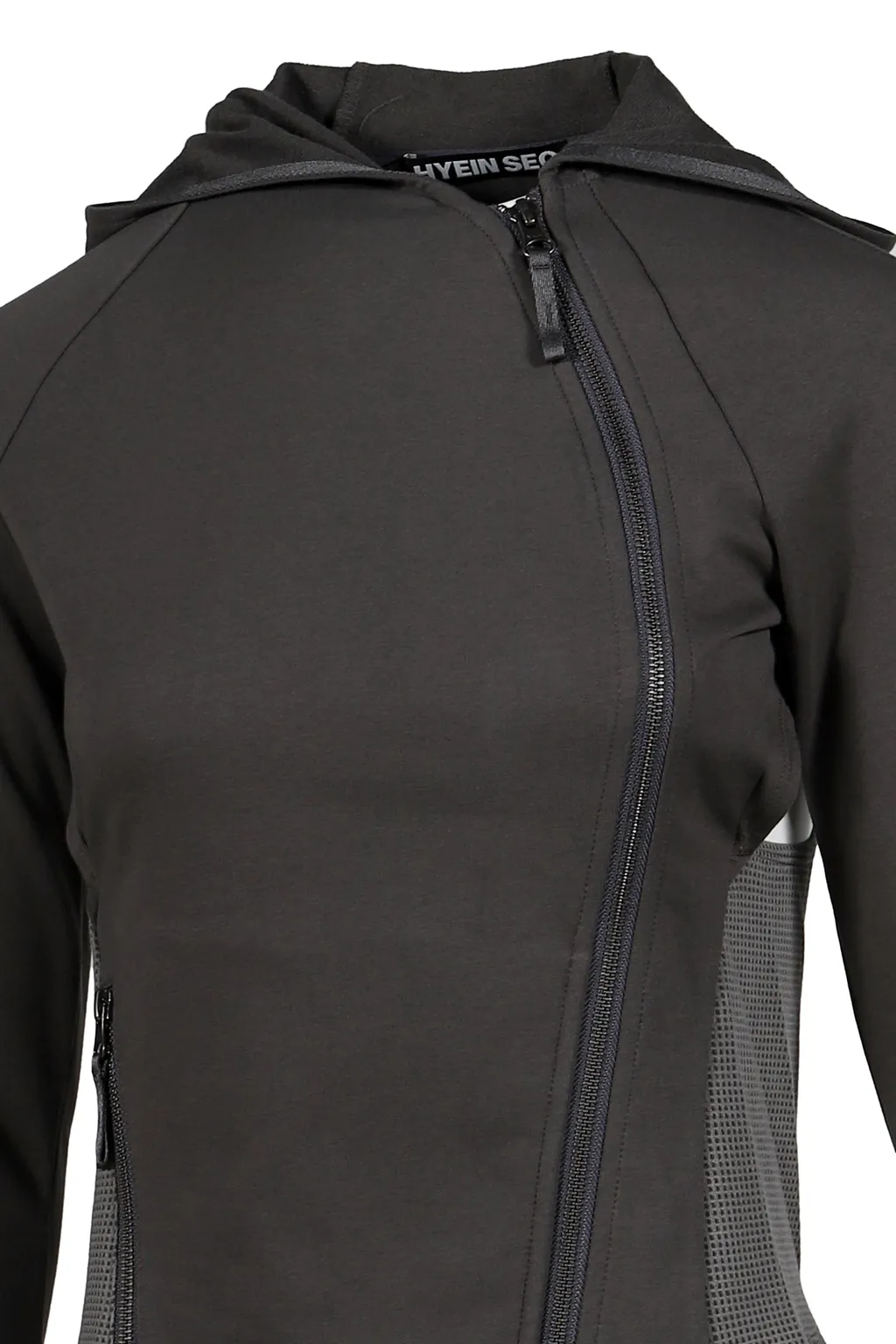 Hooded Asymmetric Zip Top / Dark Gry