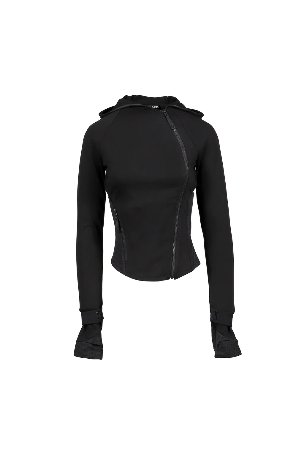 Hooded Asymmetric Zip Top / Blk