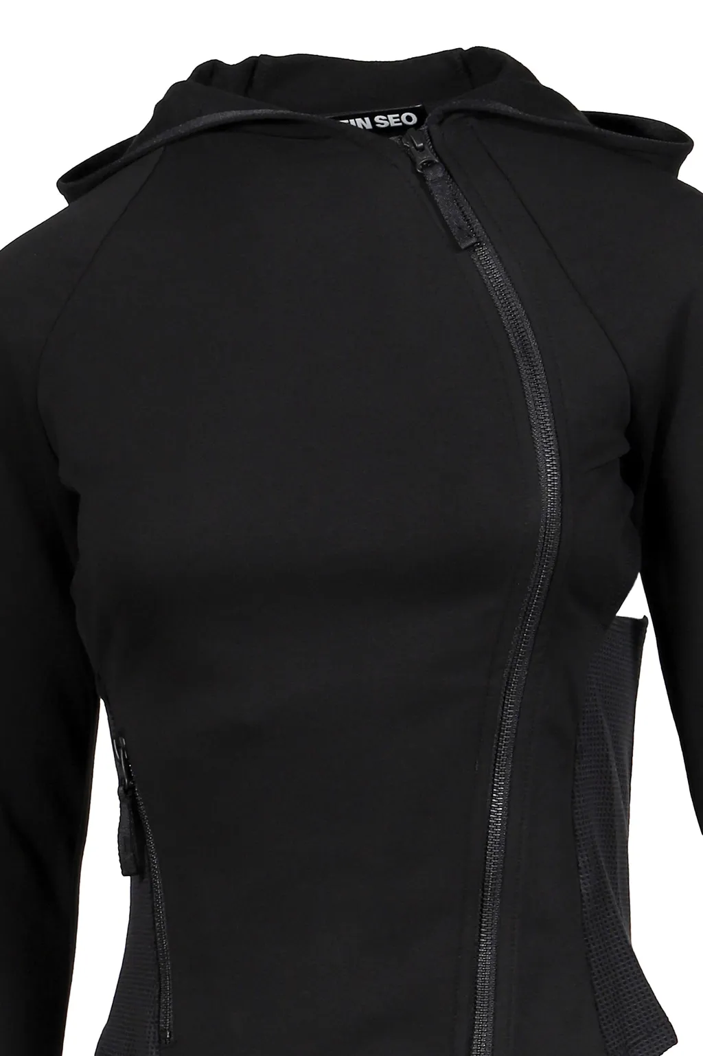 Hooded Asymmetric Zip Top / Blk