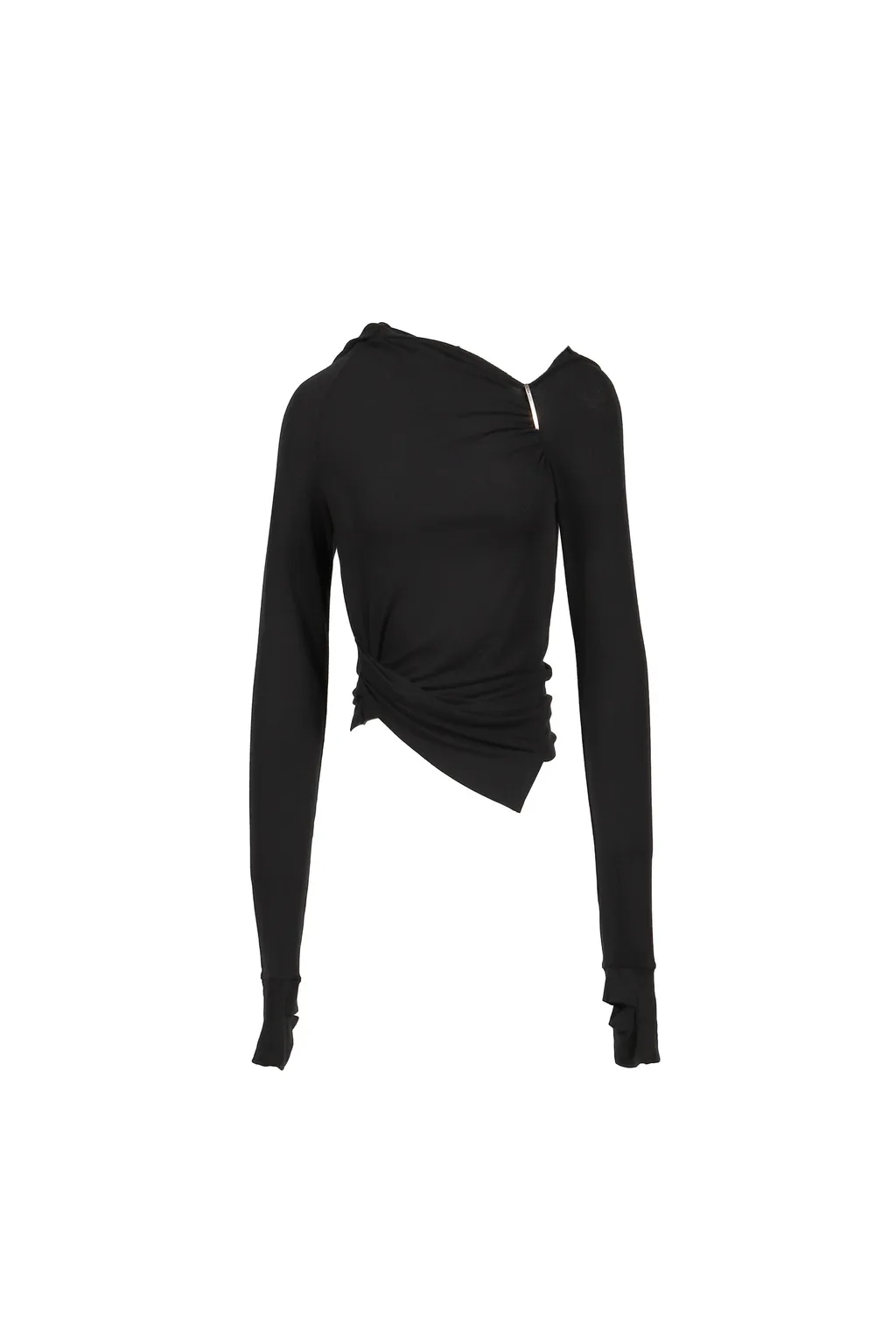 Hooded Shirring Top / Black
