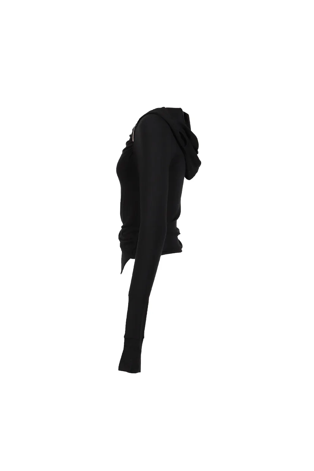 Hooded Shirring Top / Black