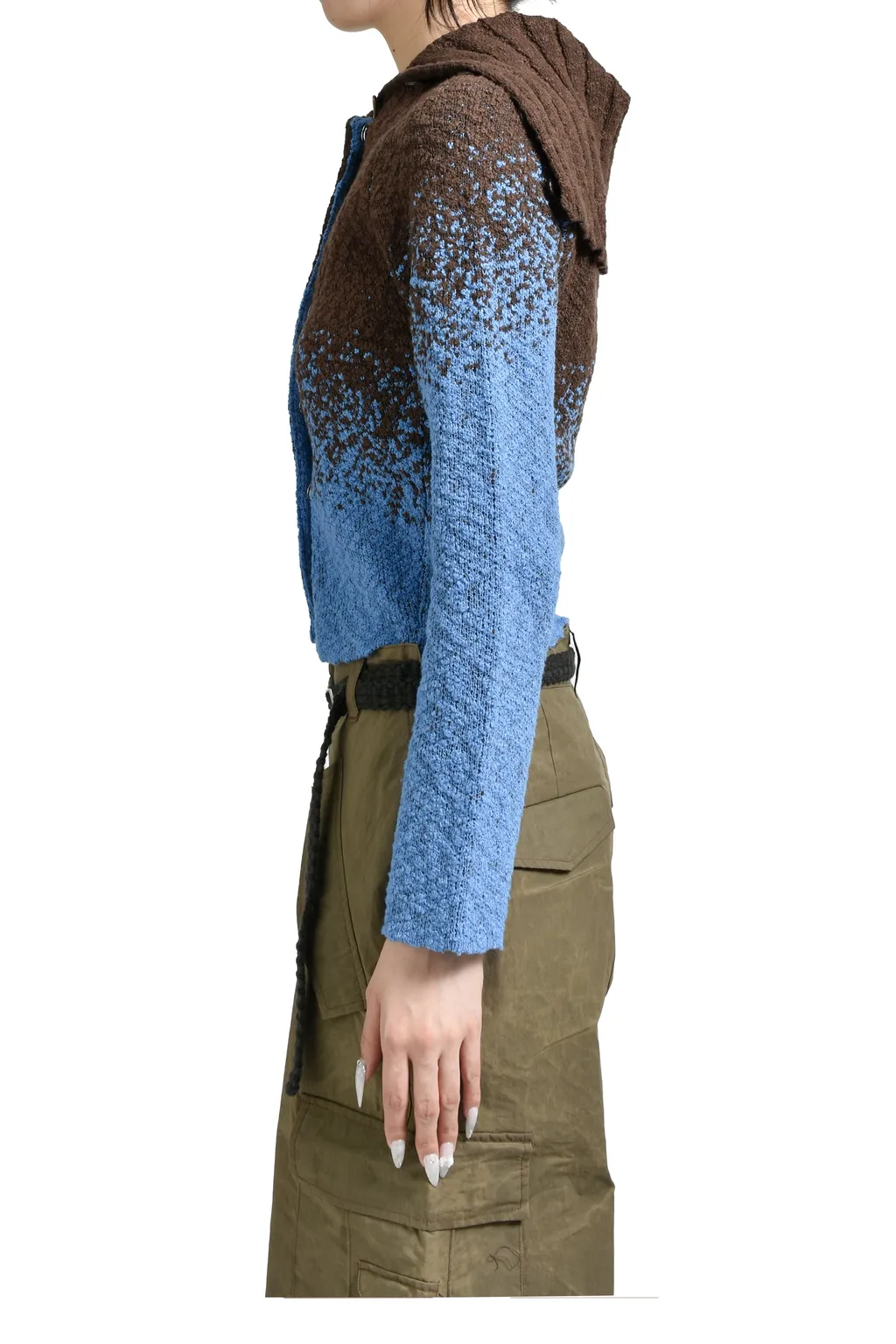 Flow Jaquard Short Cardigan / Blu