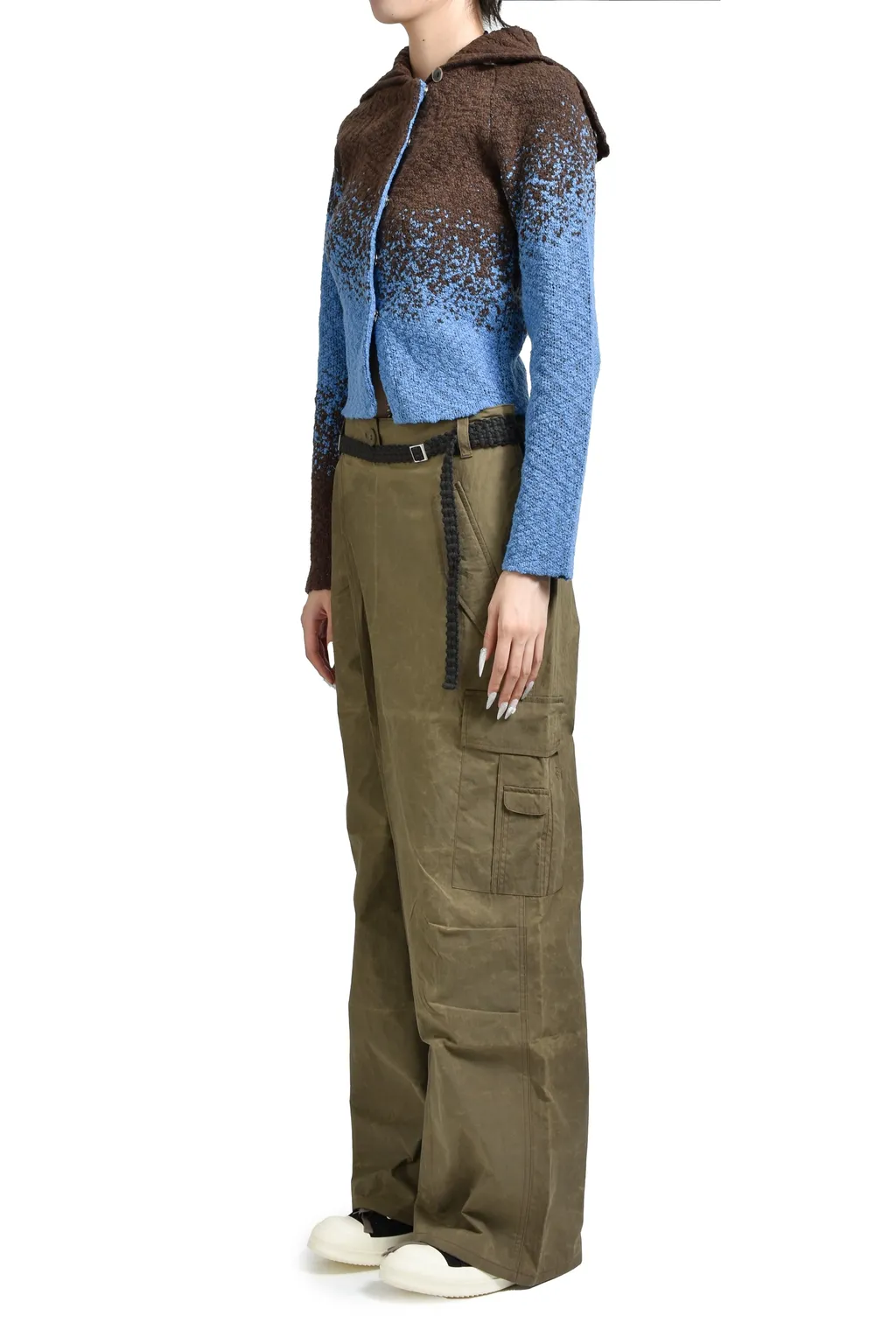 Flow Jaquard Short Cardigan / Blu