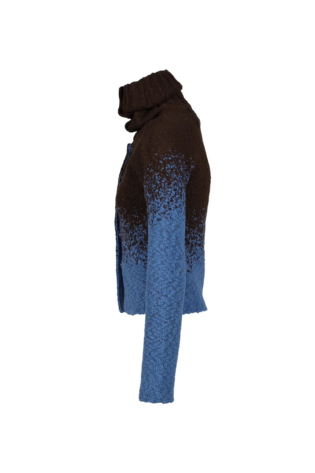 Flow Jaquard Short Cardigan / Blu