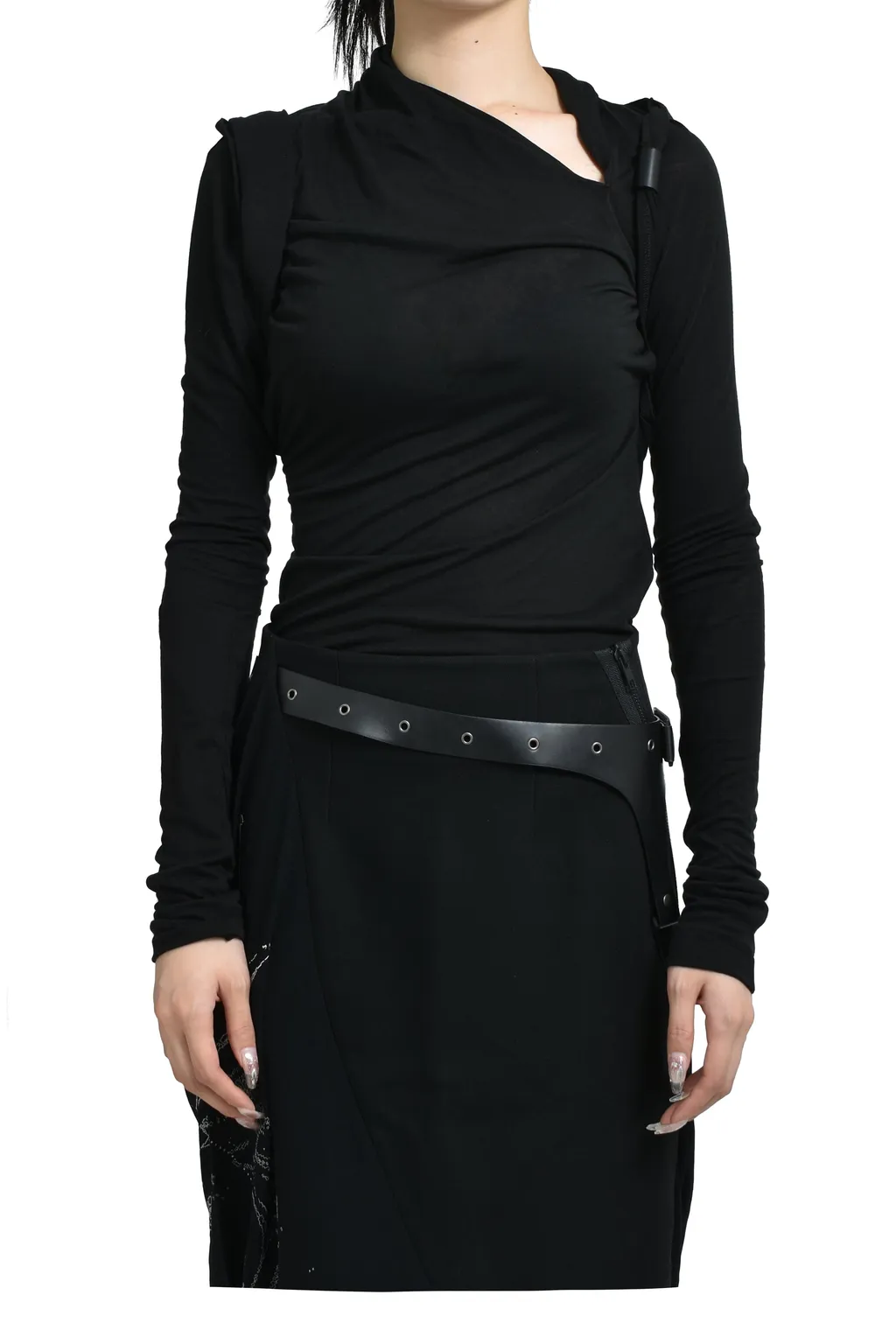 Tied Long Sleeve Top / Black