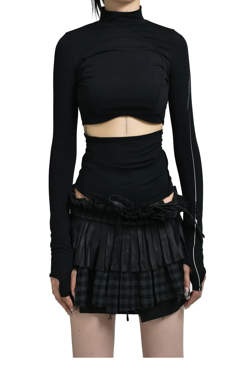 Double Layer Crop Top / Black