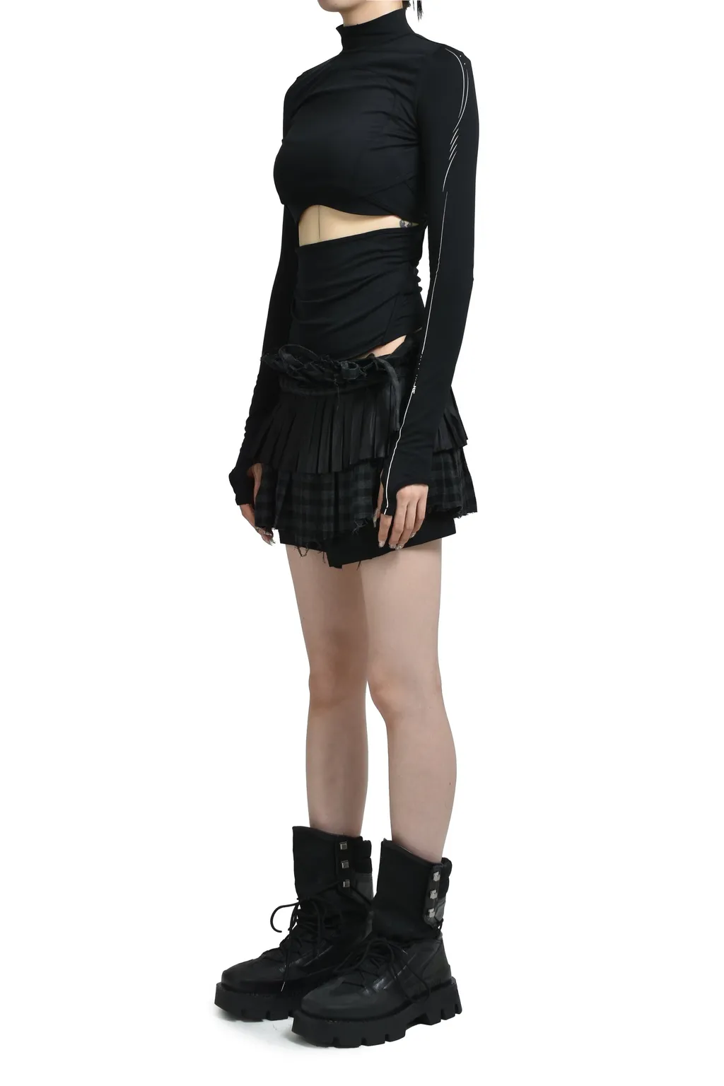 Double Layer Crop Top / Black