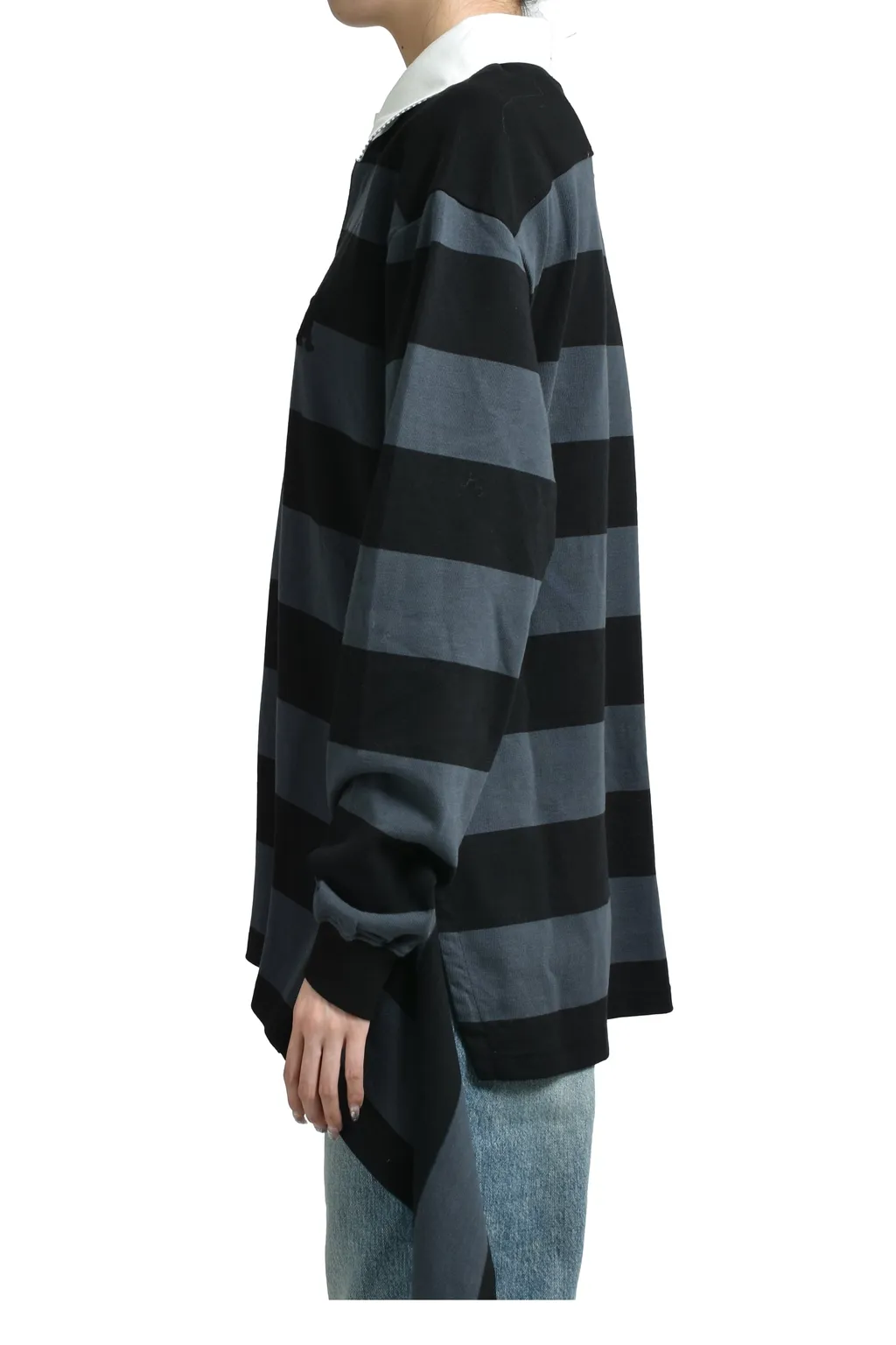 Stripe Trim Rugby Shirt / Cha