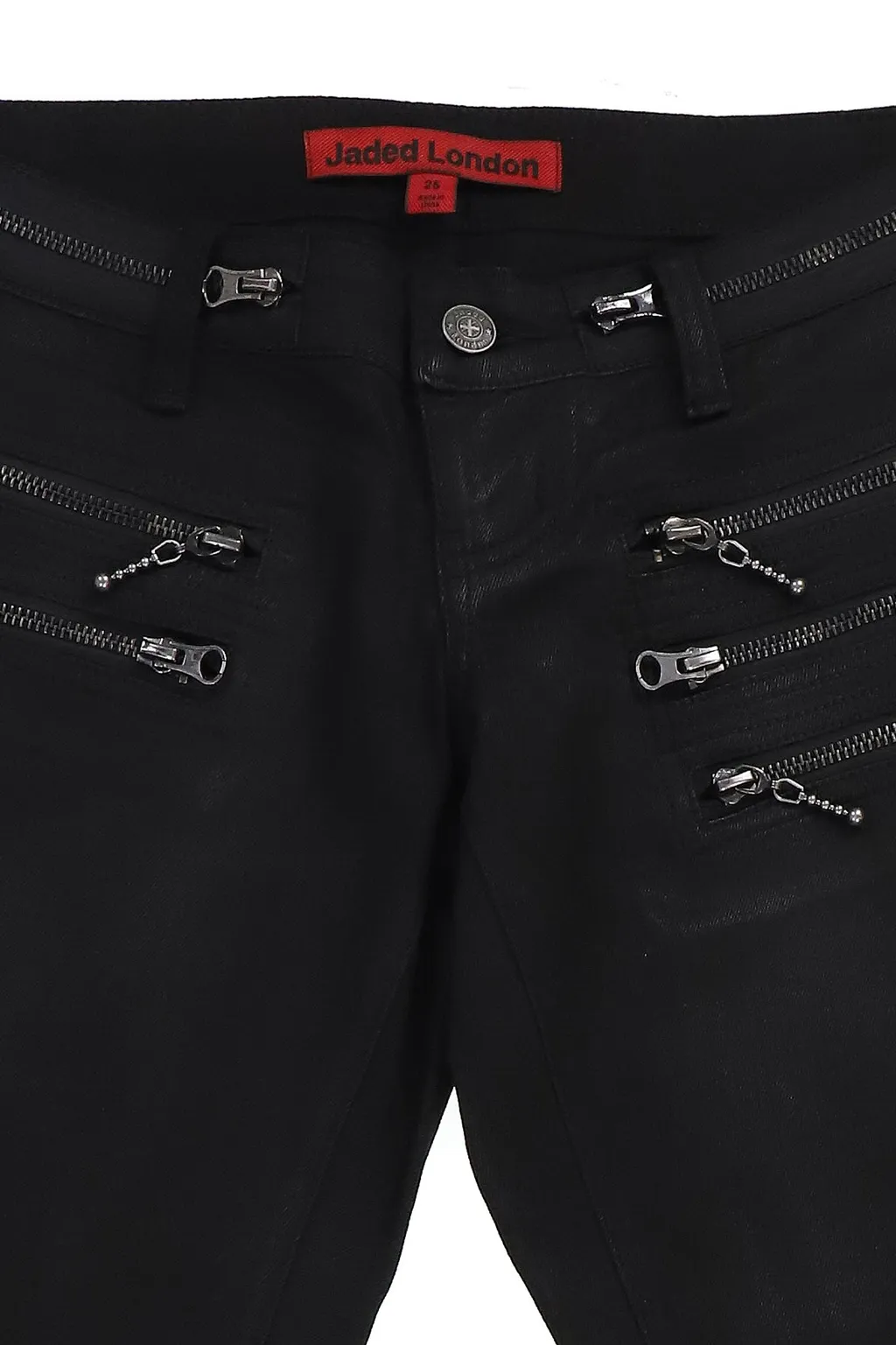 Coated Zip Skinny Jeans / Black