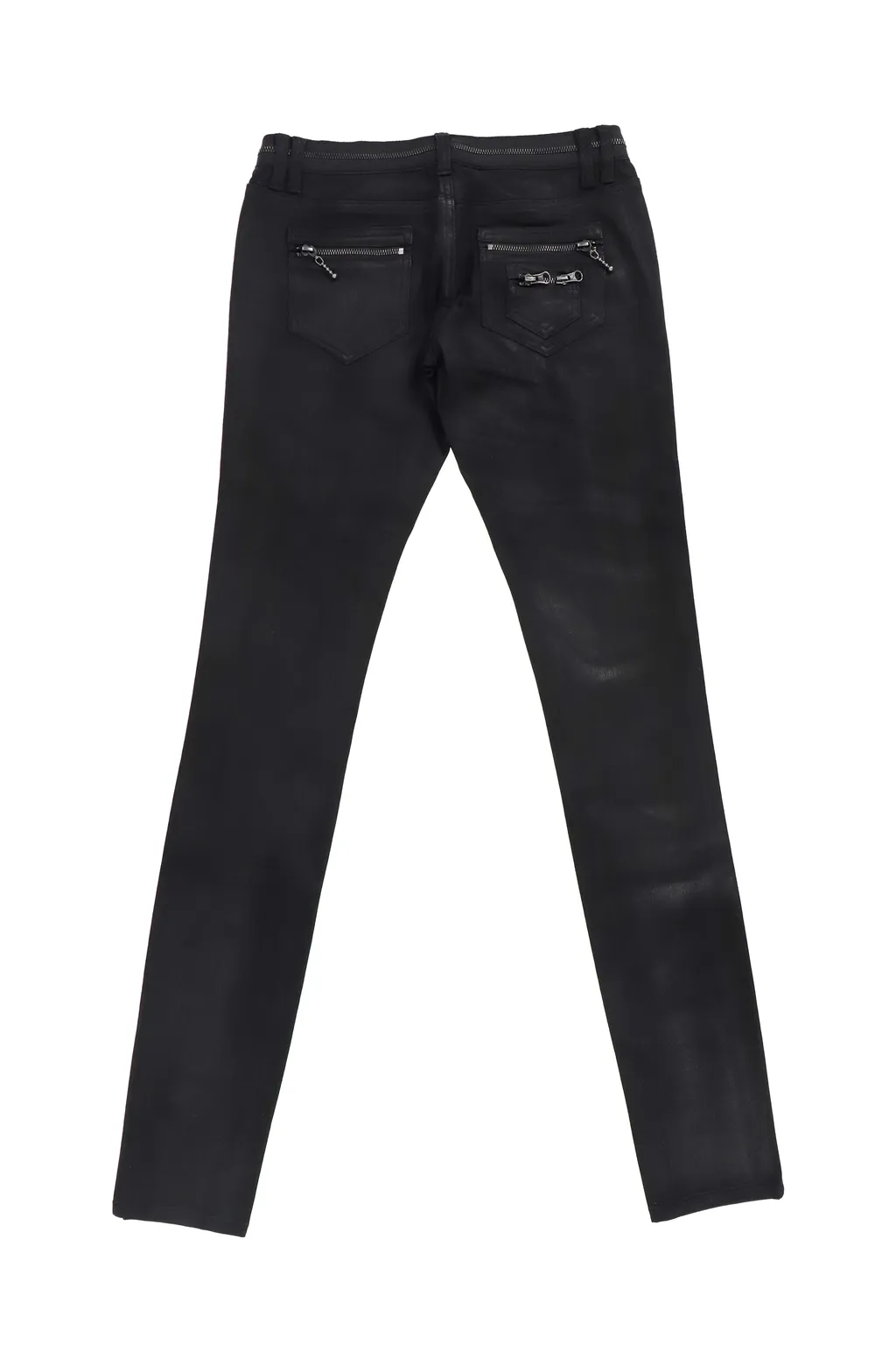 Coated Zip Skinny Jeans / Black
