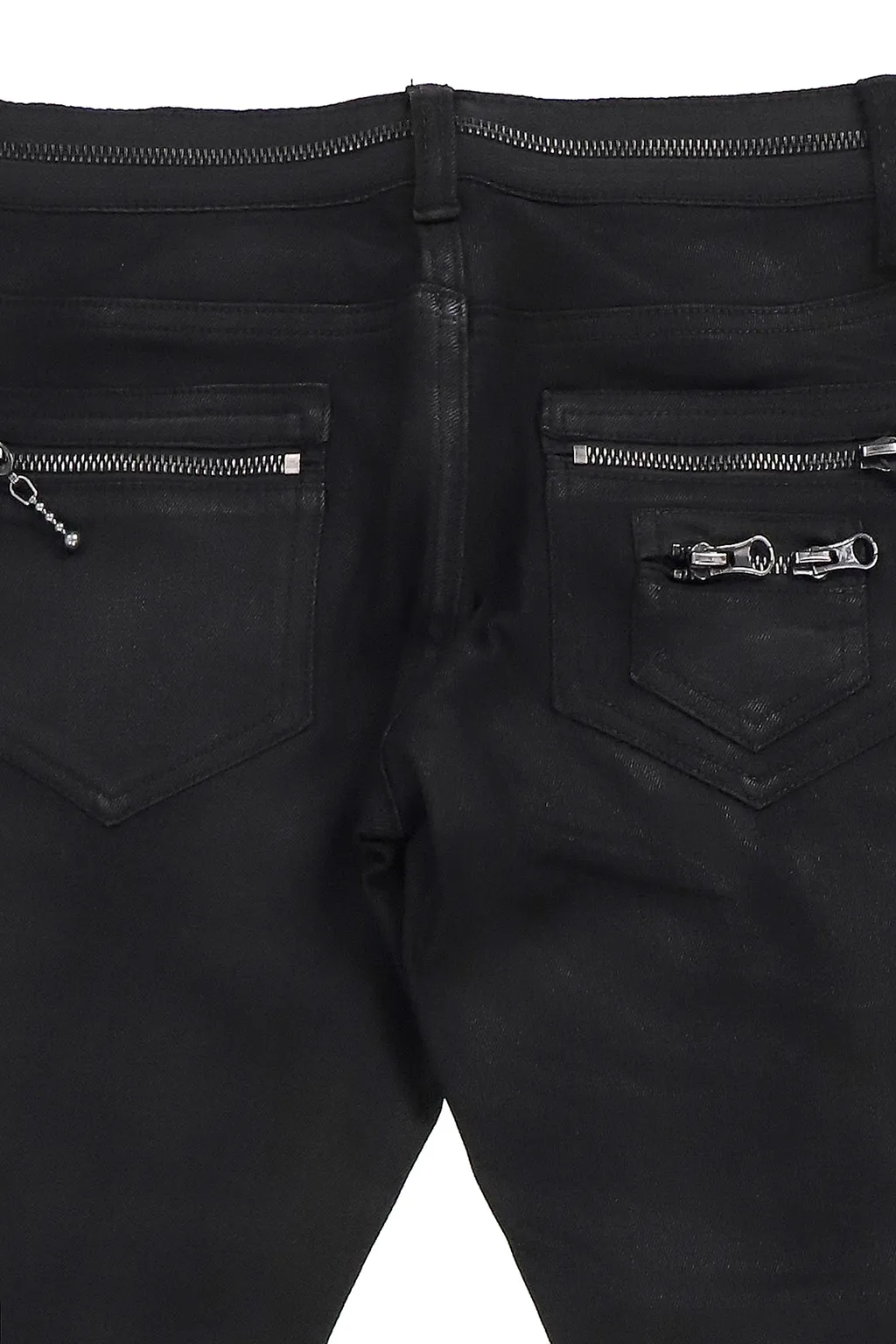 Coated Zip Skinny Jeans / Black