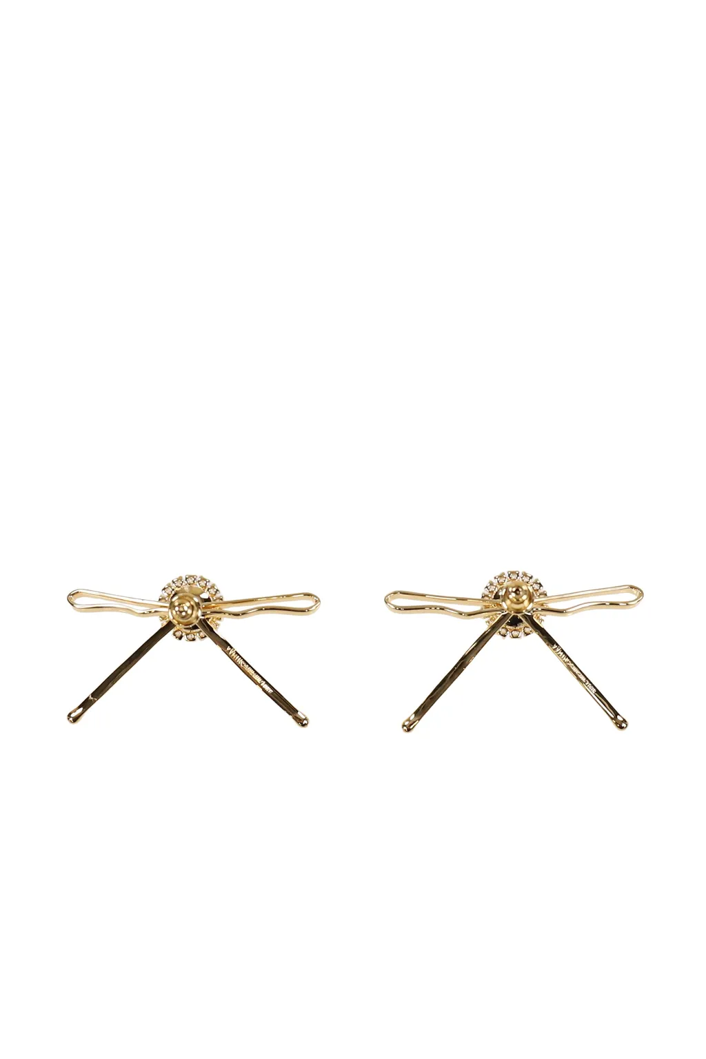 Hair Clip Patchwork Bow Pearl Stud Earrings / Gold