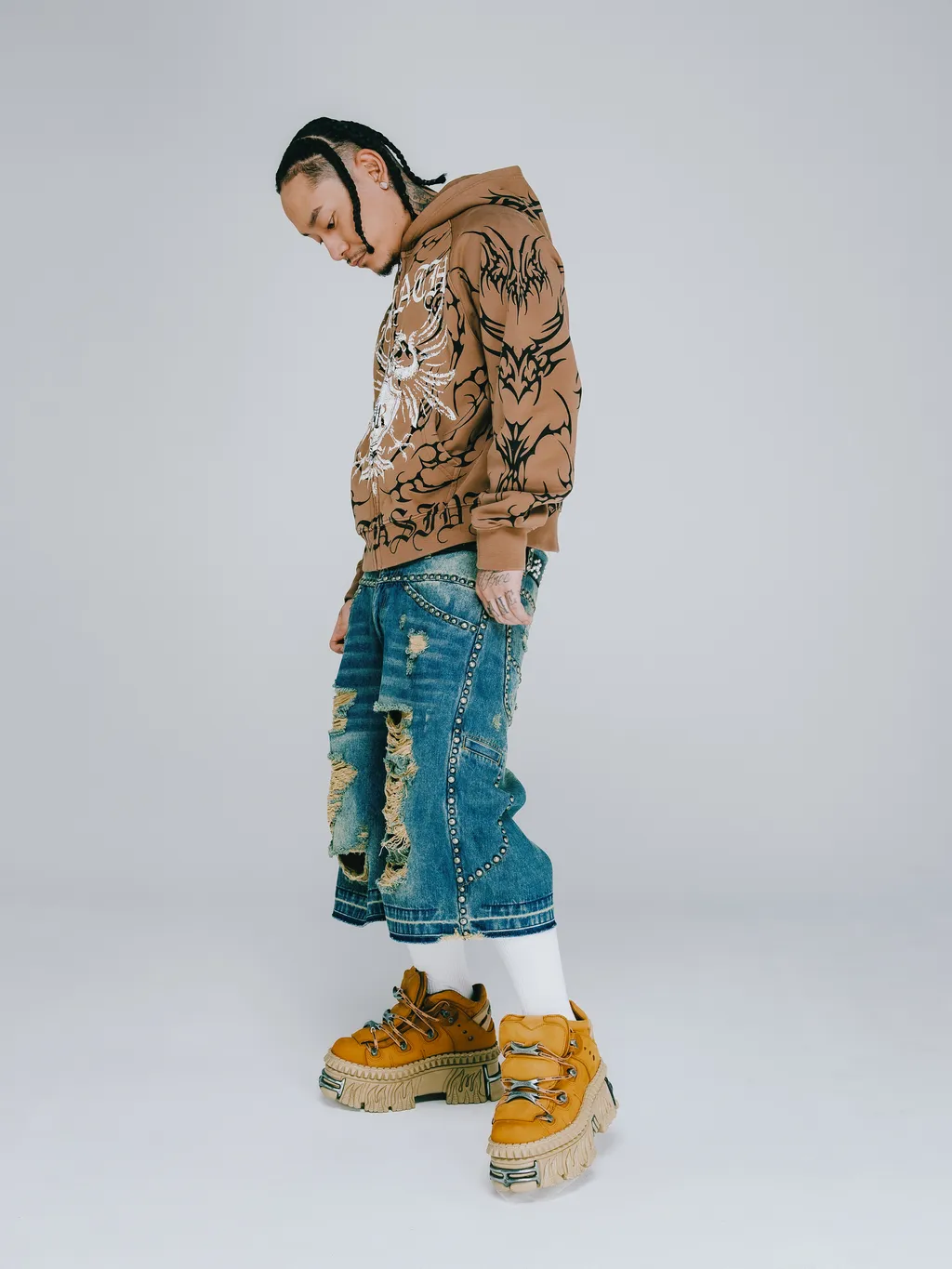 Suicide Studs Denim Shorts / Ind