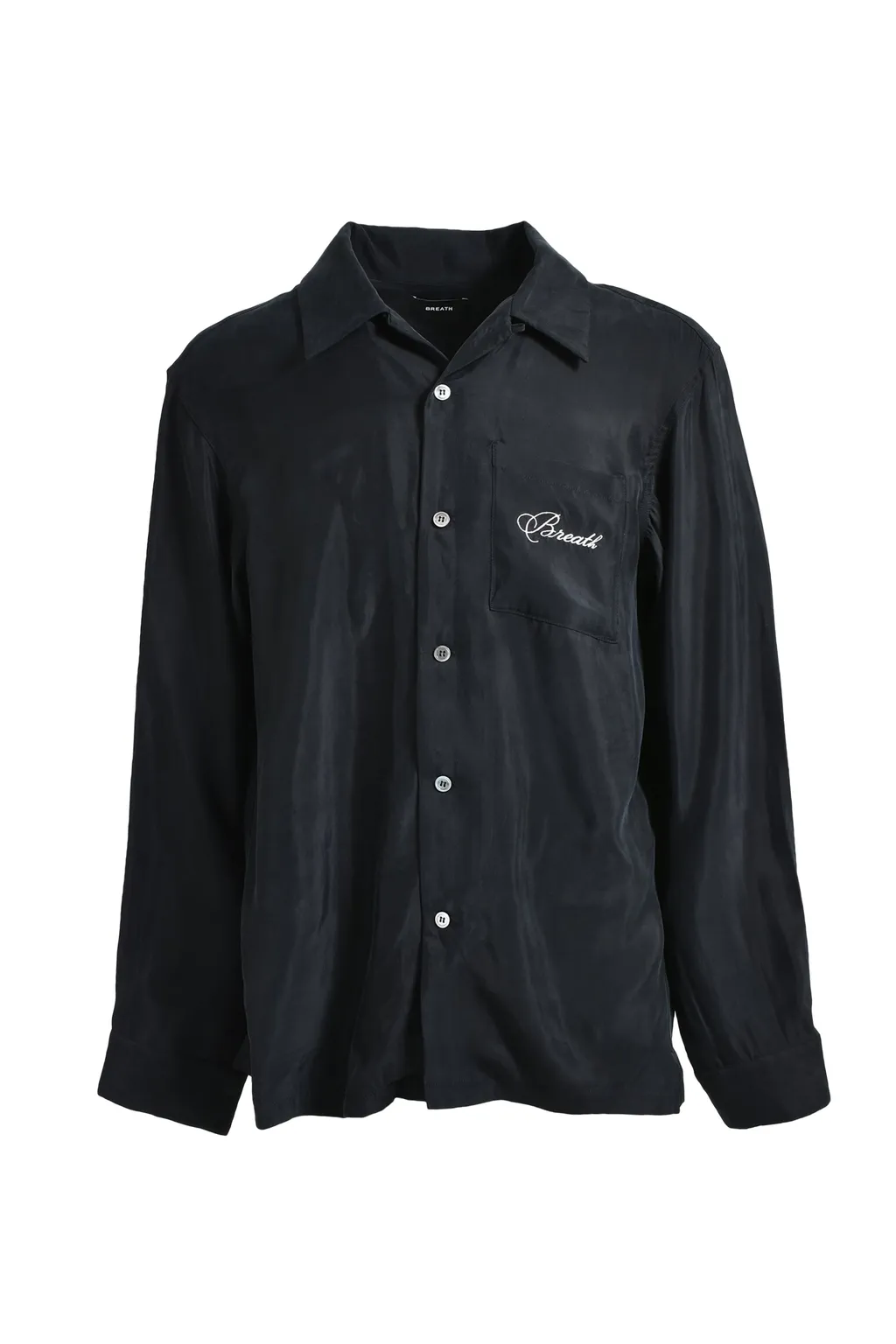 Script Logo Satin Shirt / Black