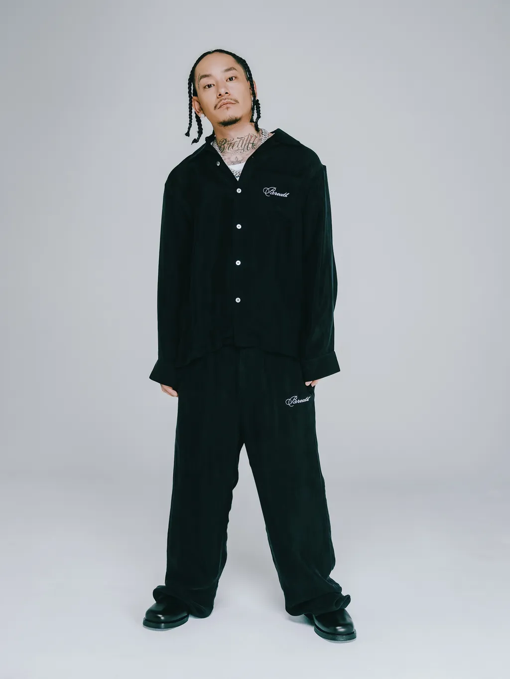 Script Logo Satin Shirt / Black
