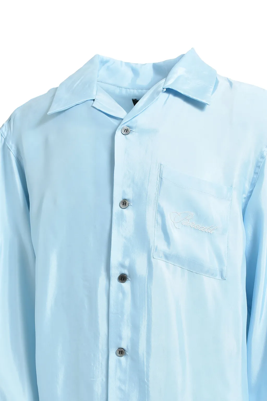 Script Logo Satin Shirt / Ice