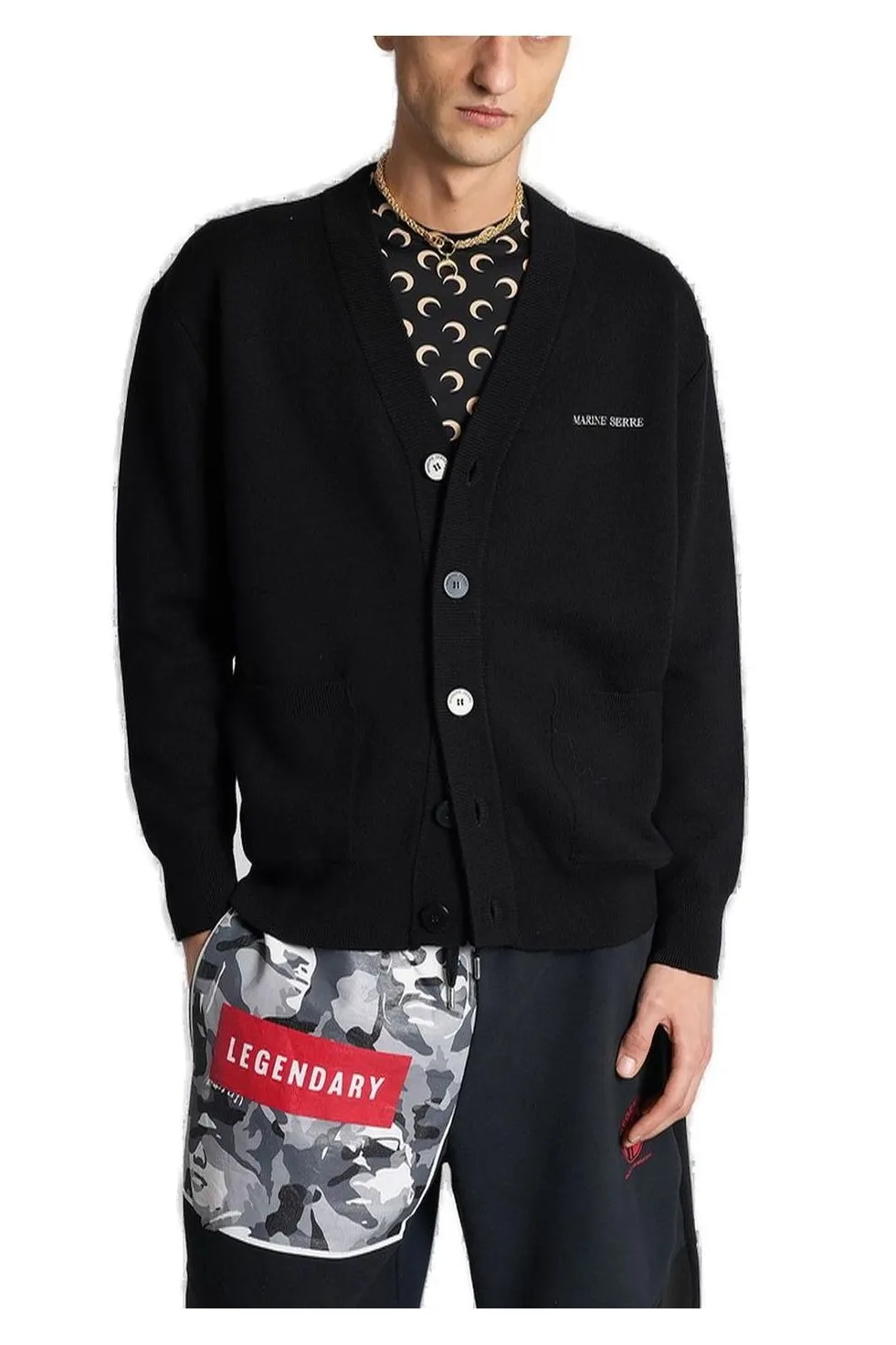 Marine Serre V-Neck Knitted Cardigan