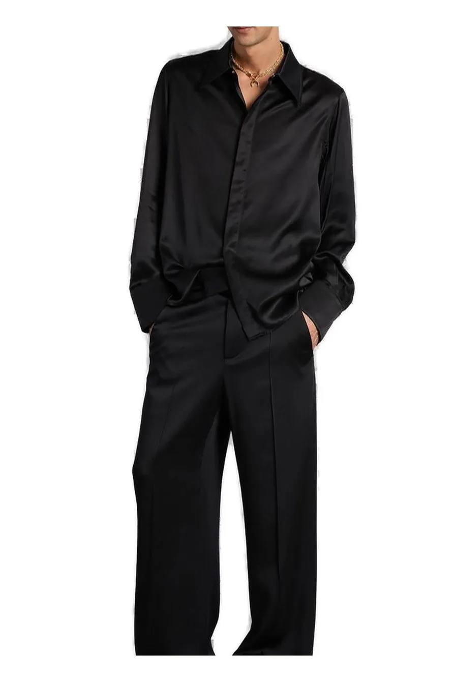 Marine Serre Logo Label Satin Shirt